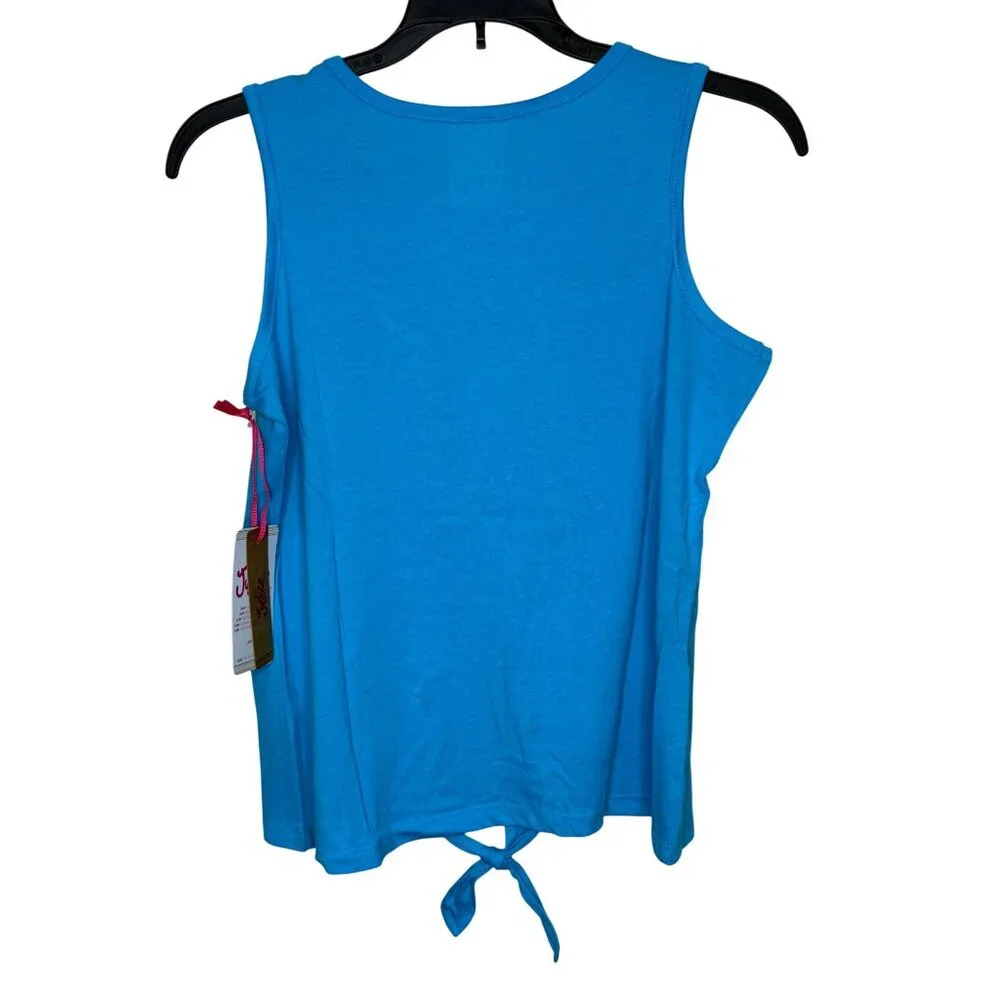 Girls' Justice Blue Tank Top Black Glitter STRONG Neon Rainbow NWT Size Lg 12/14